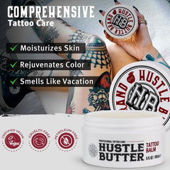 Hustle Butter 5oz Tattoo Balm For New & Older Tattoos - Safe While Healing - Moisturizes and Rejuvenates Tattoo Aftercare Cosmetics