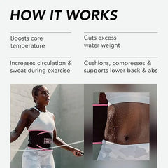 Sweet Sweat Ab Trainer for Womenand Men -Sweat Band Waist Trainer Beltfor High Intensity Training and GymWorkouts,5 Adjustable Sizes -Black/Pink-HHW