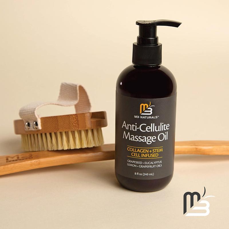 [MADE IN THE USA] Anti Cellulite Massage Oil 8oz - Skin Tightening, Moisturizing - Body Care & Skin Care Massager by M3 Naturals Collagen Moisturizer Body Oil Moisture Hydrating