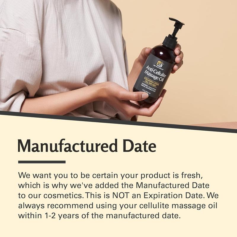 [MADE IN THE USA] Anti Cellulite Massage Oil 8oz - Skin Tightening, Moisturizing - Body Care & Skin Care Massager by M3 Naturals Collagen Moisturizer Body Oil Moisture Hydrating