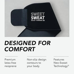 Sweet Sweat Ab Trainer for Womenand Men -Sweat Band Waist Trainer Beltfor High Intensity Training and GymWorkouts,5 Adjustable Sizes -Black/Pink-HHW